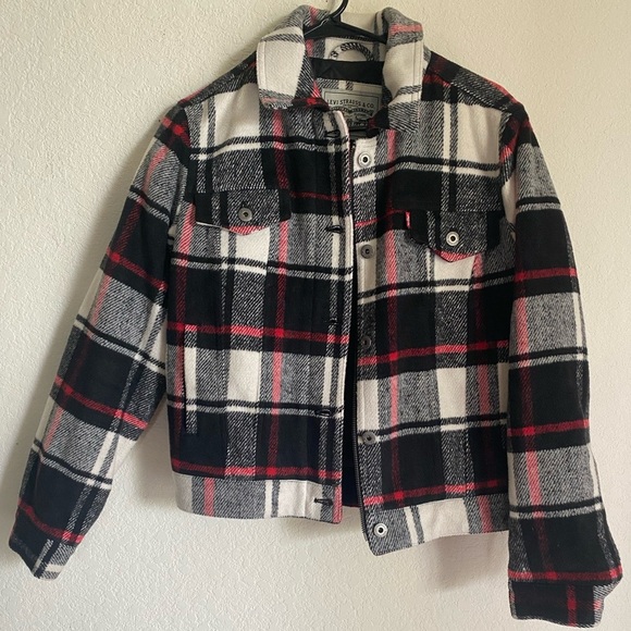 Levi's Women’s Wool Blend Classic Preppy Academia Plaid  Trucker Jacket - XS - Picture 10 of 12